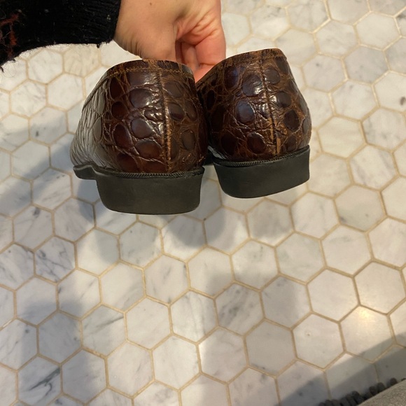 Salvatore Ferragamo Dark Brown Croc-Embossed Loafers - Picture 4 of 10